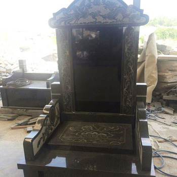 福建石材黑色中式公墓套装g654芝麻黑花岗岩墓碑石 公墓订制加工